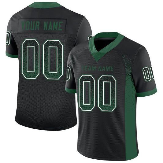 Custom Black Grass Green-White Mesh Drift Fashion Football Jersey