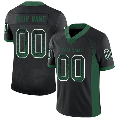 Custom Black Grass Green-White Mesh Drift Fashion Football Jersey