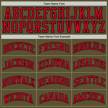 Custom Olive Red-Black Authentic Salute To Service Baseball Jersey