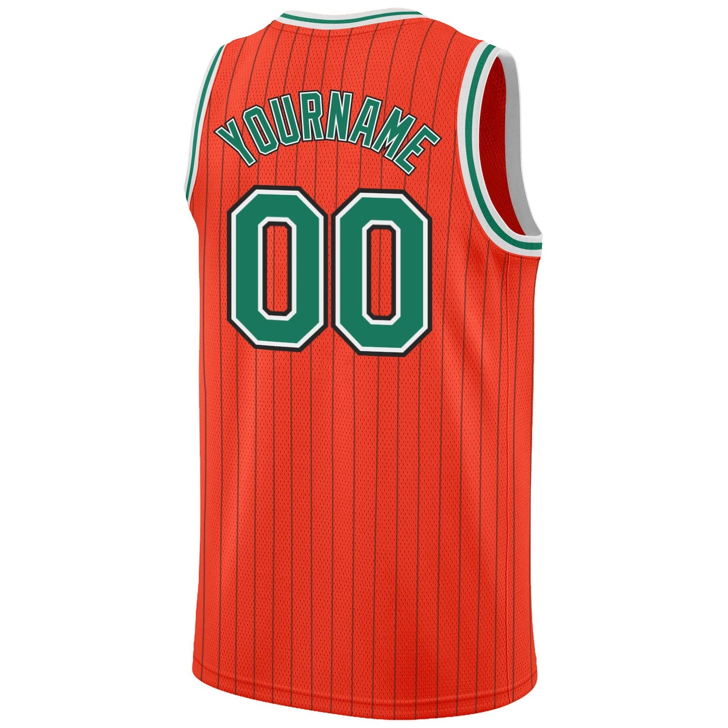 Custom Orange Black Pinstripe Kelly Green-White Authentic Basketball Jersey