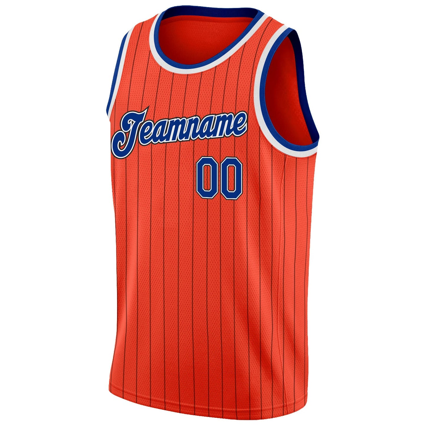 Custom Orange Black Pinstripe Royal-White Authentic Basketball Jersey