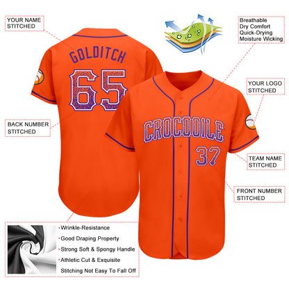 Custom Orange Purple-White Authentic Drift Fashion Baseball Jersey