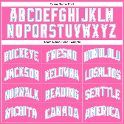 Custom Pink White-Light Blue Authentic Throwback Basketball Jersey