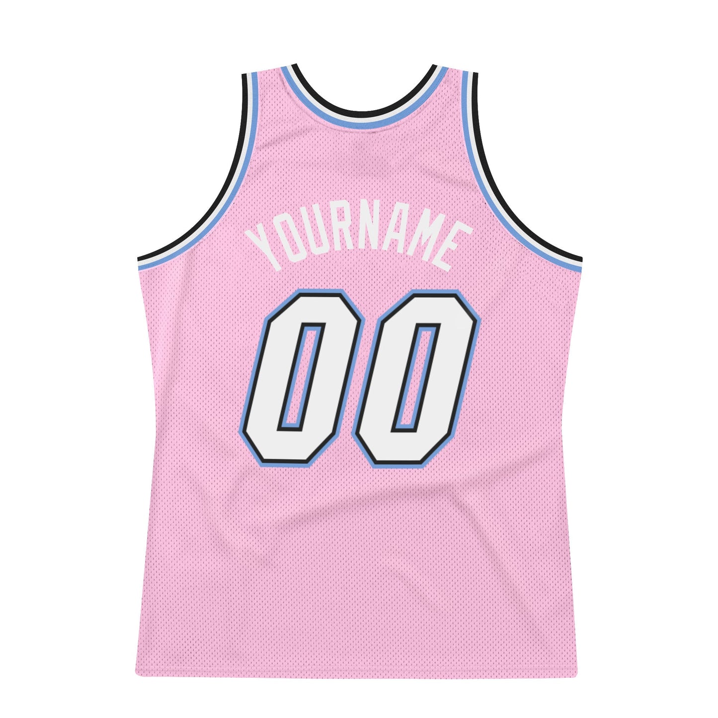 Custom Light Pink White-Light Blue Authentic Throwback Basketball Jersey