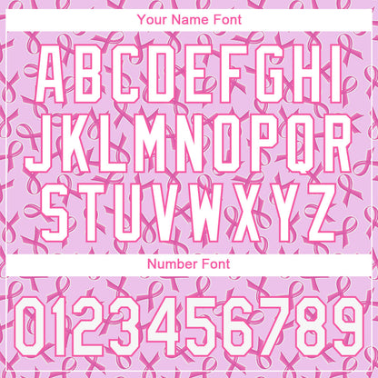 Custom Pink White 3D Pattern Design Breast Cancer Authentic Baseball Jersey