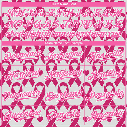 Custom Pink Pink-White 3D Pattern Design Breast Cancer Authentic Baseball Jersey