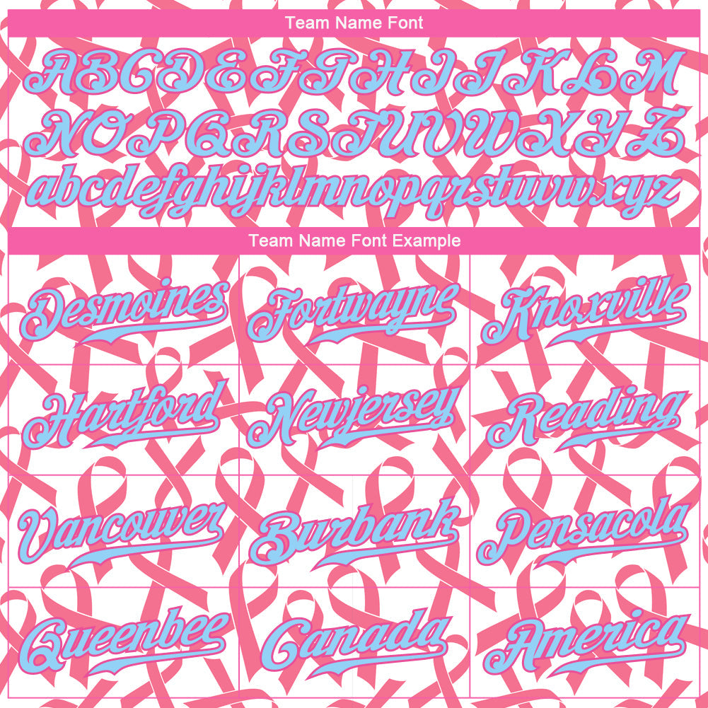 Custom Pink Light Blue-Pink 3D Pattern Design Breast Cancer Authentic Baseball Jersey