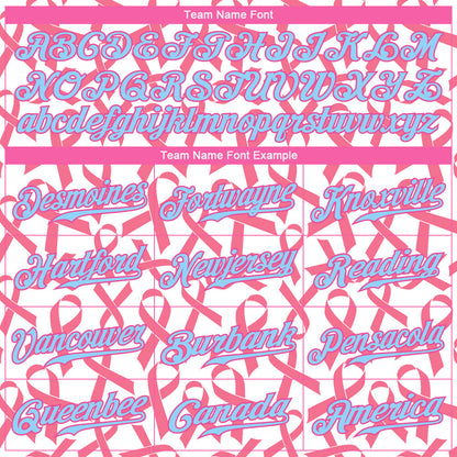 Custom Pink Light Blue-Pink 3D Pattern Design Breast Cancer Authentic Baseball Jersey