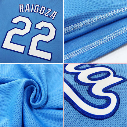 Custom Powder Blue White-Red Authentic American Flag Fashion Baseball Jersey
