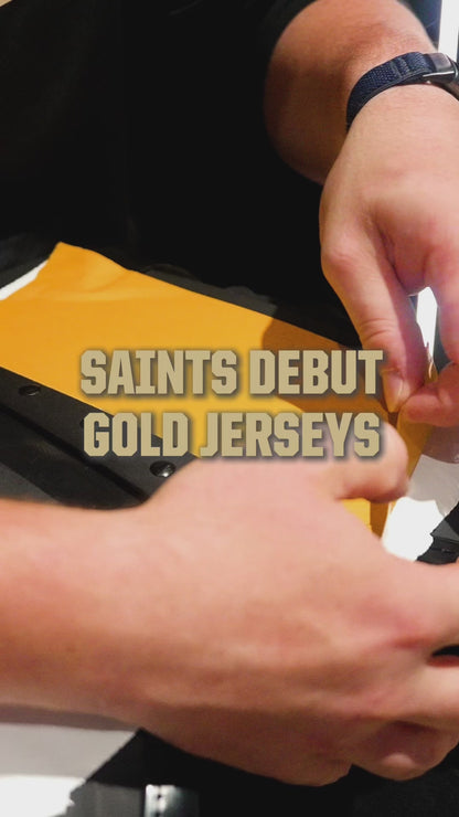 Custom Men's Saints Gold/Black Exact Replica Football Jersey