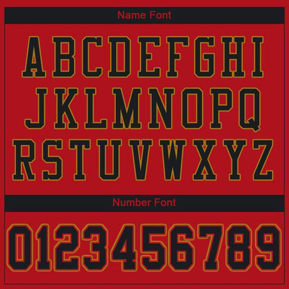 Custom Red Black-Old Gold Mesh Authentic Football Jersey