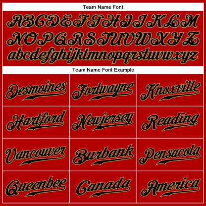 Custom Red Black Pinstripe Black-Old Gold Authentic Baseball Jersey