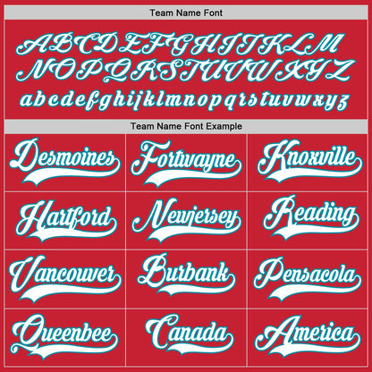 Custom Red White-Teal Hockey Jersey