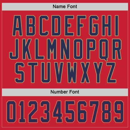 Custom Red Navy-Old Gold Hockey Jersey