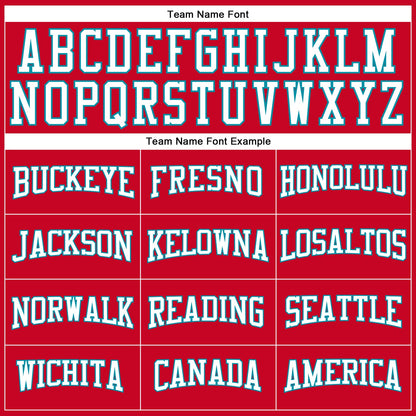 Custom Red White-Teal Authentic Throwback Basketball Jersey
