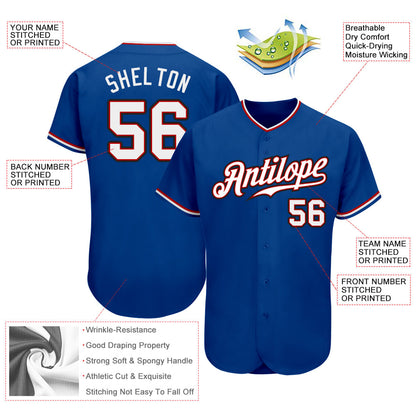 Custom Royal White-Red Authentic Baseball Jersey