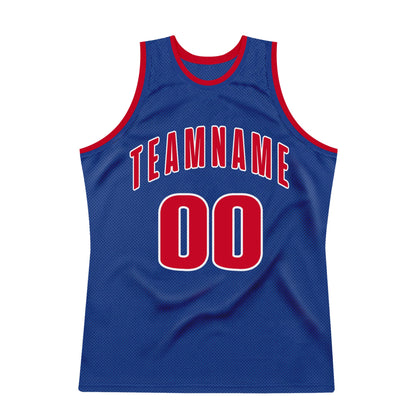 Custom Royal Red-White Authentic Throwback Basketball Jersey