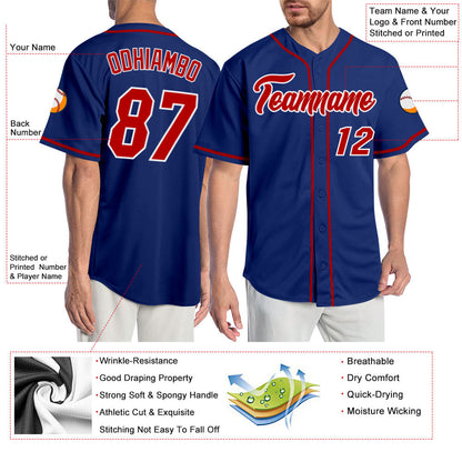Custom Royal Red-White Authentic Baseball Jersey