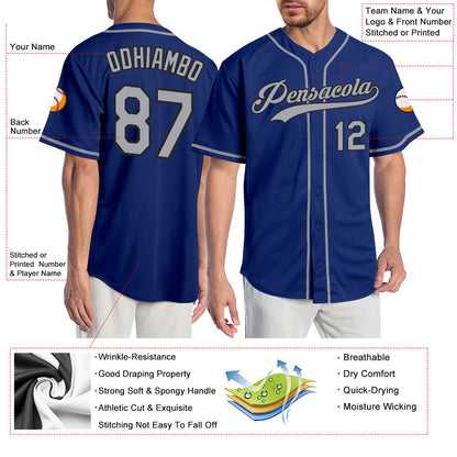 Custom Royal Gray-Black Authentic Baseball Jersey