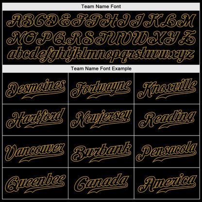 Custom Black Snakeskin Black-Old Gold 3D Pattern Design Authentic Baseball Jersey