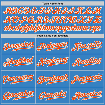 Custom Powder Blue Orange-White Authentic Split Fashion Baseball Jersey