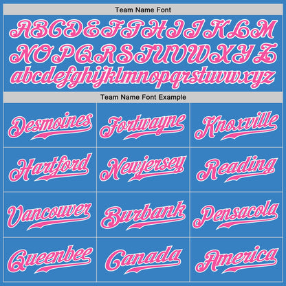 Custom Powder Blue Pink-White Authentic Split Fashion Baseball Jersey