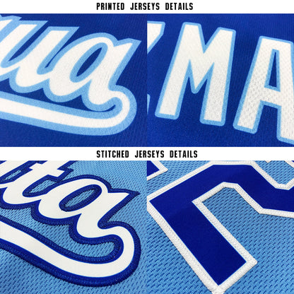 Custom Light Blue White-Red Baseball Jersey