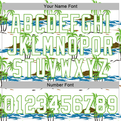 Custom White White-Neon Green 3D Pattern Design Beaches Authentic Baseball Jersey